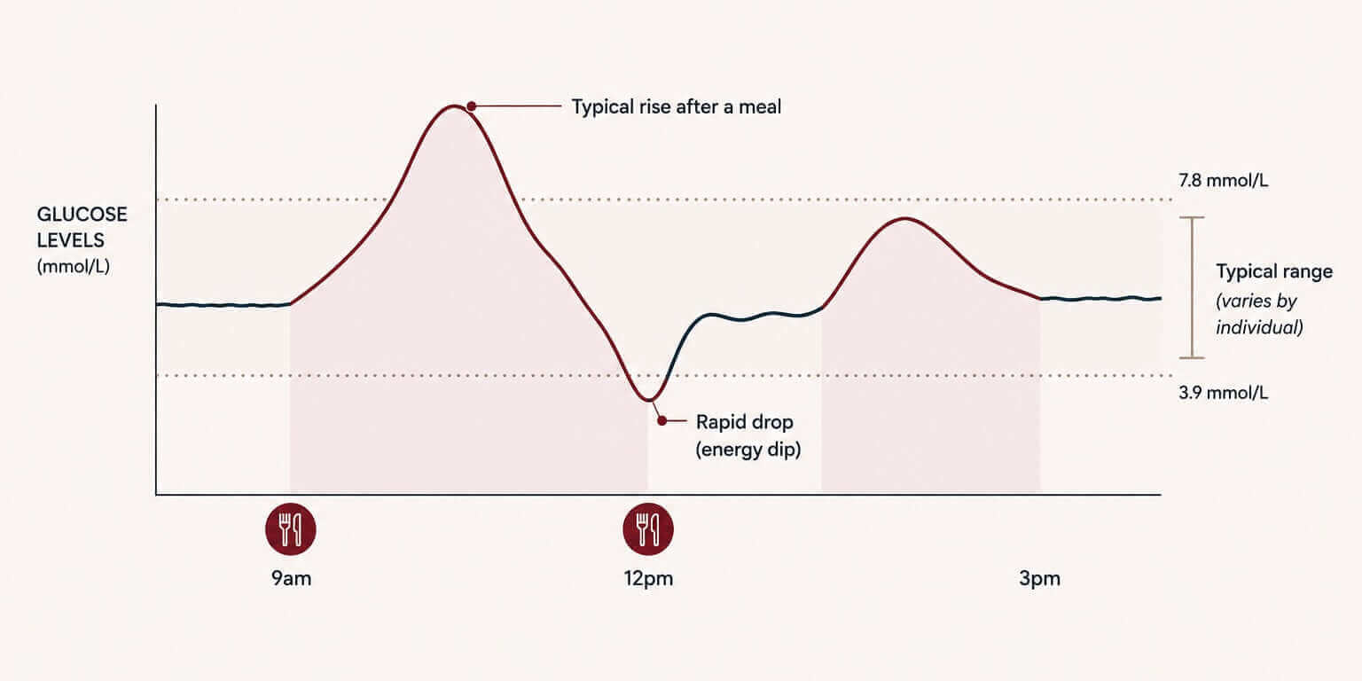 Chart showing glucose levels throughout the day, illustrating Understanding Glucose Spikes: What They Are and Why They Matter.