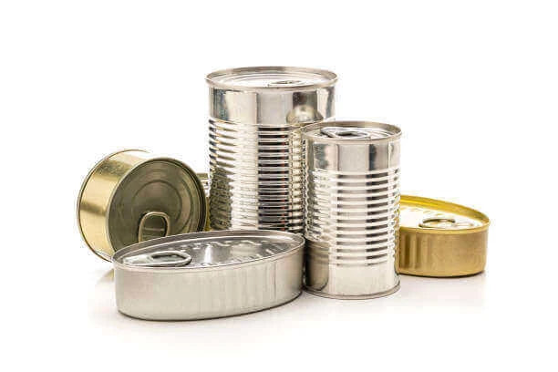 Canned Foods Aluminium Exposure: Are They Safe? A variety of metal cans for food storage.