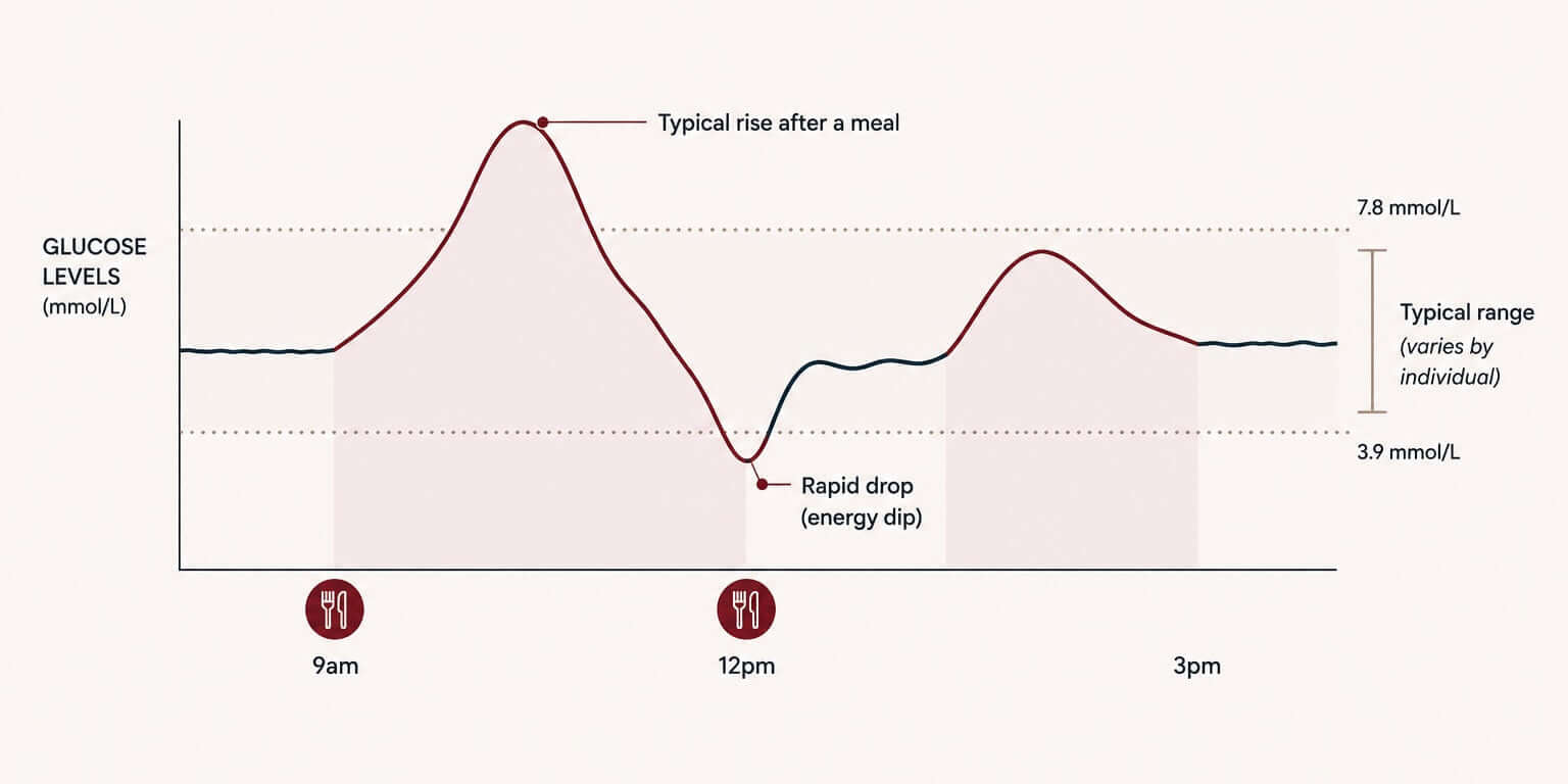 Chart showing glucose levels throughout the day, illustrating Understanding Glucose Spikes: What They Are and Why They Matter.