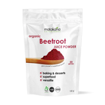 Matakana Superfoods Organic Beetroot Juice Powder 100g packaging featuring vibrant beetroot powder.