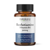 Matakana Superfoods Benfotiamine (Vit B1) 90 Caps dietary supplement bottle with 300mg of benfotiamine.