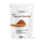 Matakana Superfoods organic cacao powder packaging on a white background