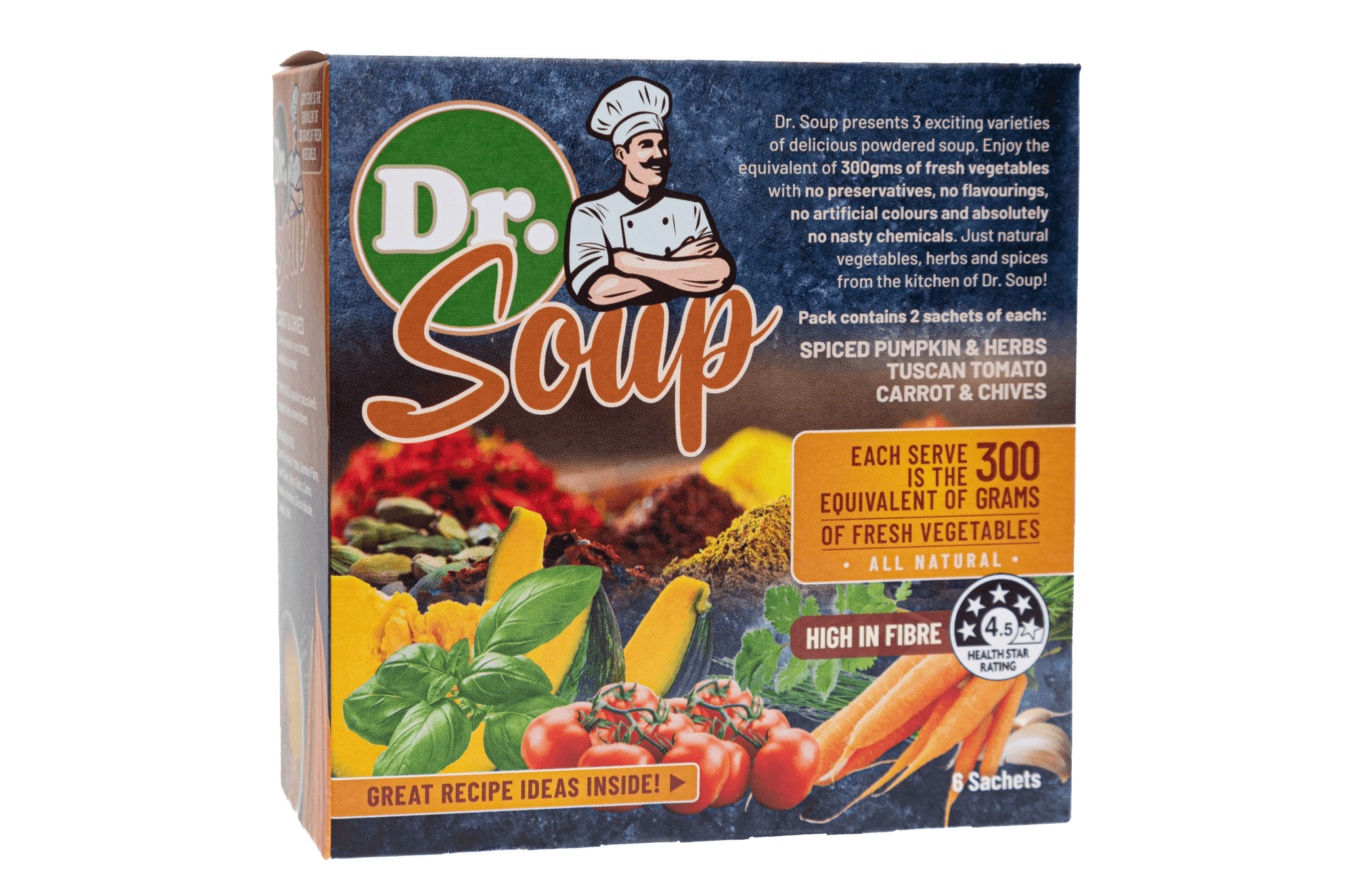 Cell-Logic Dr Soup 6 Single Serve sachets packaging – Windback NZ.