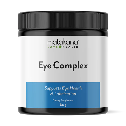 Matakana Superfoods Eye Complex 80g dietary supplement for eye health and lubrication in a convenient powder format.