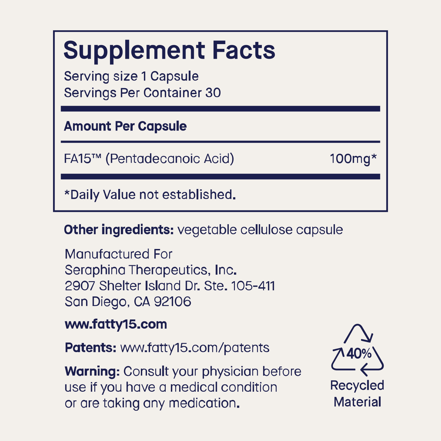 Fatty15 - 90 Day Starter Kit packaging – Windback NZ