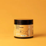 Fourflax Feline Bone & Joint Powder jar on a yellow background