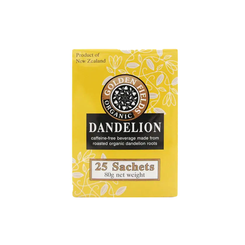 Golden Fields 100% Dundelion 25 Sachets packaging – Windback NZ.