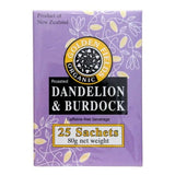Box of Golden Fields Organic roasted dandelion and burdock beverage on a white background