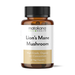 Matakana Superfoods Lion's Mane Mushroom 650mg 30 Caps dietary supplement bottle with capsules.
