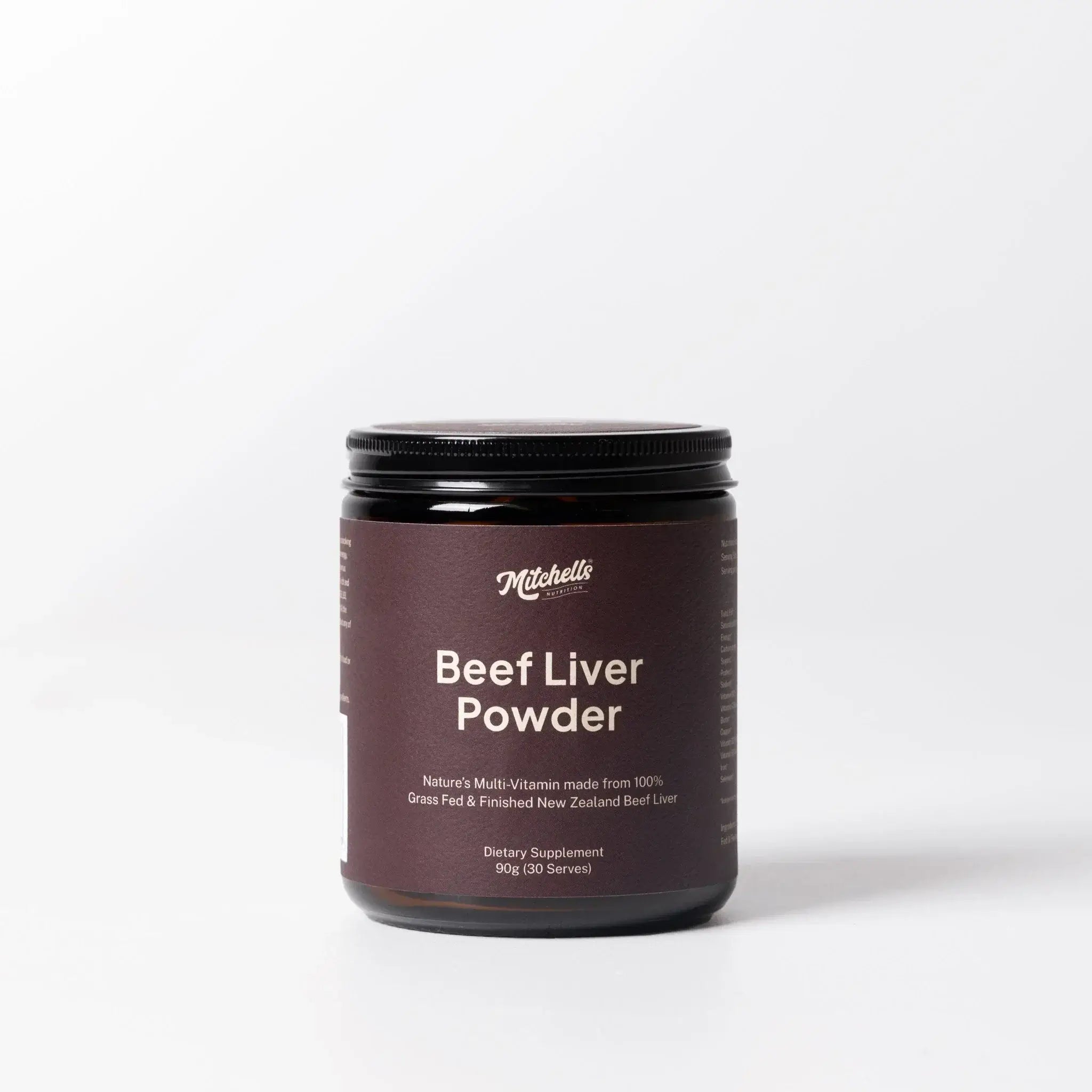 Mitchells Nutrition Beef Liver Powder 90g packaging – Windback NZ.