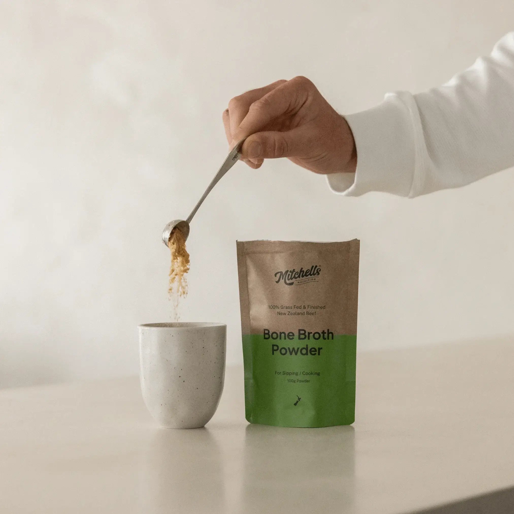 Mitchells Nutrition Bone Broth Powder 100g packaging – Windback NZ