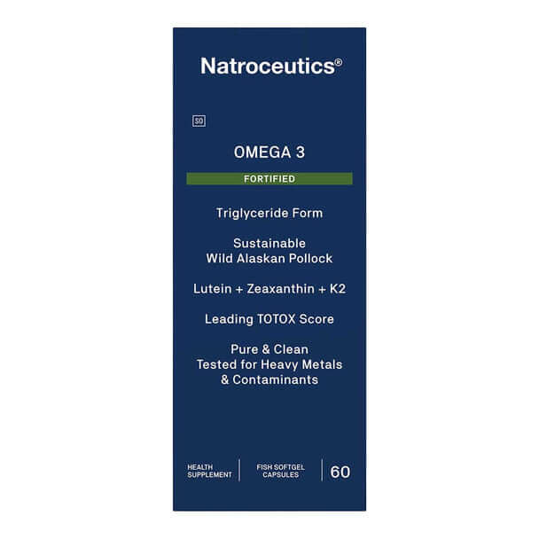 Natroceutics Omega 3 Fortified 60 caps packaging – Windback NZ.