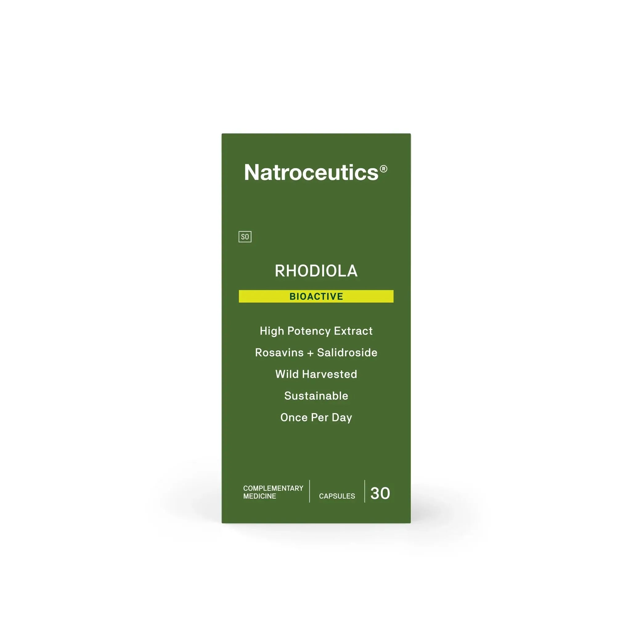 Natroceutics Rhodiola BioActive 30 caps packaging – Windback NZ.
