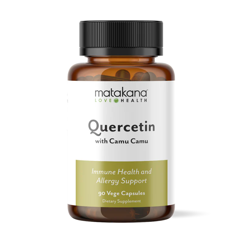 Matakana Superfoods Quercetin Optimised 600mg 90 Caps bottle for immune health and allergy support.