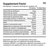 Supplement facts for SRW Laboratories Celᵉ Cellular Energy 60 Caps highlighting essential vitamins and minerals.