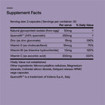 Supplement facts for SRW Laboratories Imm¹ Defence Immune Support 60 Caps, featuring key ingredients and daily values.