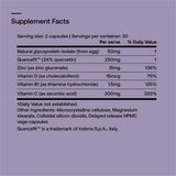 Supplement facts for SRW Laboratories Imm¹ Defence Immune Support 60 Caps, featuring key ingredients and daily values.