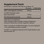 Supplement Facts for SRW Laboratories Skl¹ Mobility Joint Support 60 Caps, detailing key ingredients and servings.