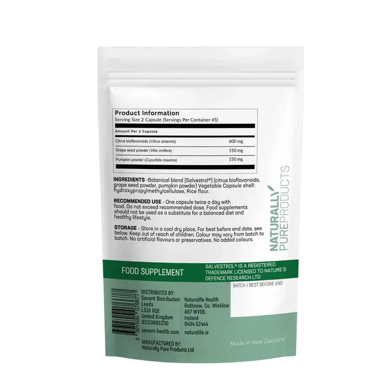 Salvacare Salvestrol Platinum 450mg 90 caps packaging – Windback NZ.