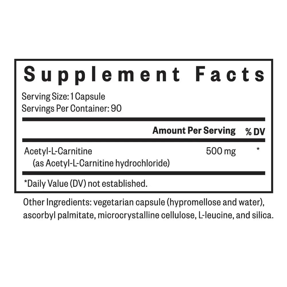 Seeking Health Acetyl-L-Carnitine 90 caps packaging – Windback NZ.