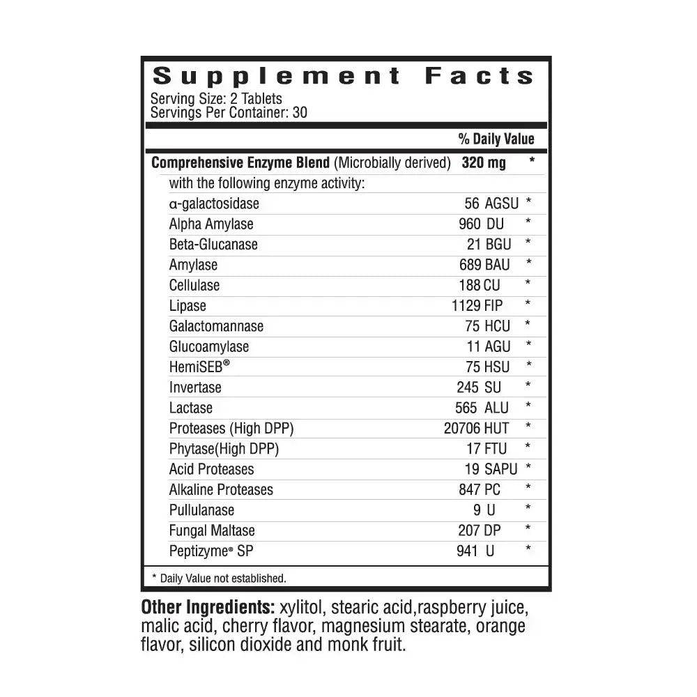 Seeking Health Digestive Enzymes 60 chewable tabs packaging – Windback NZ.