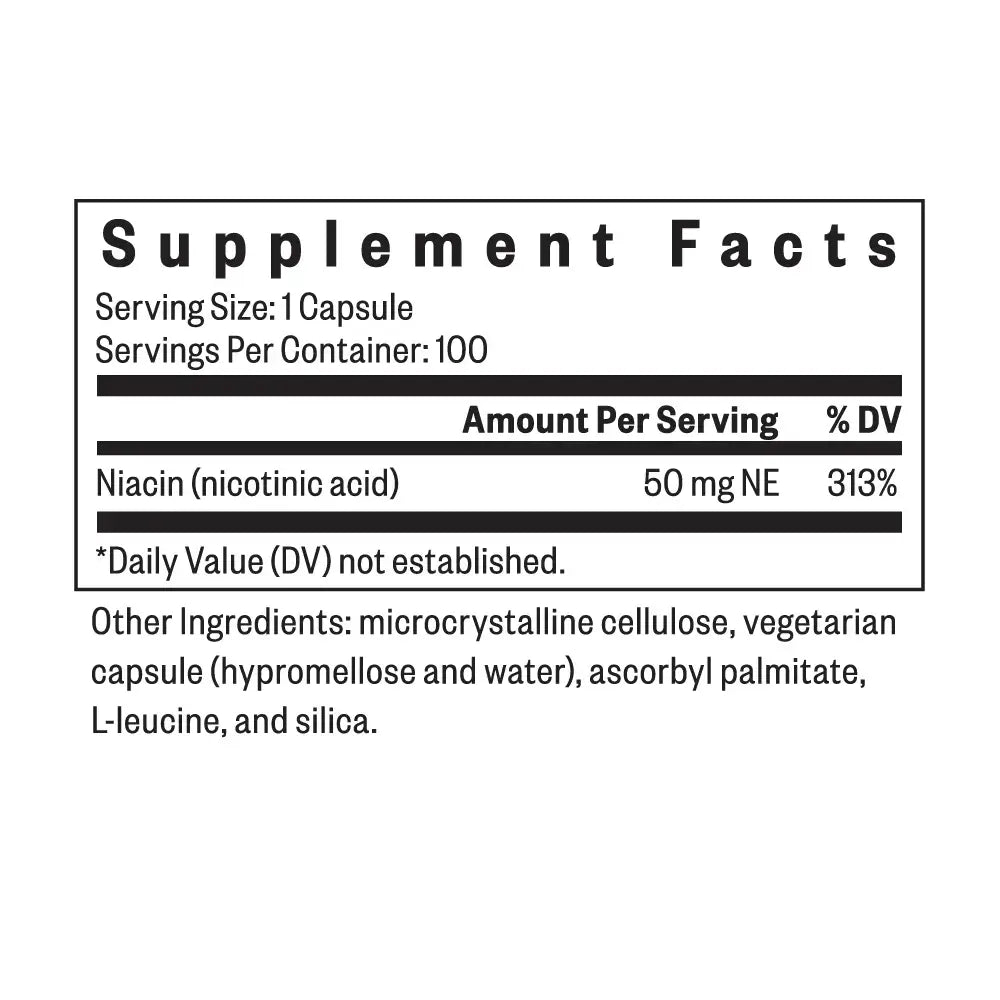 Seeking Health Niacin 100 caps packaging – Windback NZ.