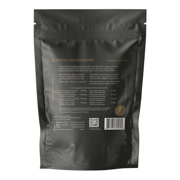 SuperFeast Masons Mushrooms 100g packaging – Windback NZ.