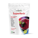 Matakana Superfoods Organic SuperReds 120g packaging with vibrant superfood smoothie