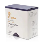 Ayurda Calming Tea 100g packaging with instructions and ingredients for a soothing herbal blend - Windback NZ.