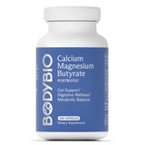 BodyBio Calcium Magnesium Butyrate 100 Caps bottle for gut health and digestive wellness support.