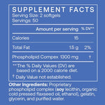 BodyBio PC (Liposomal Phosphatidyl Complex) 100 Softgels Supplement Facts with serving size and ingredients.