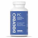BodyBio PC (Liposomal Phosphatidyl Complex) 100 Softgels bottle for brain health and cell membrane support.