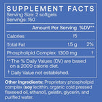 BodyBio PC (Liposomal Phosphatidyl Complex) 300 Softgels Supplement Facts with nutritional information.