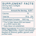 Supplement facts for BodyBio PC (Liposomal Phosphatidyl Complex) 60 Caps including servings and ingredients.