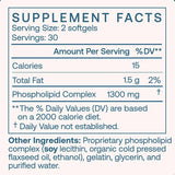Supplement facts for BodyBio PC (Liposomal Phosphatidyl Complex) 60 Caps including servings and ingredients.