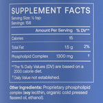 Supplement facts for BodyBio PC Liquid 473 ml highlighting phospholipid complex and nutritional information.