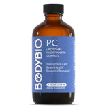 BodyBio PC Liquid 236 ml bottle showing its liposomal phospholipid complex for dietary supplementation.