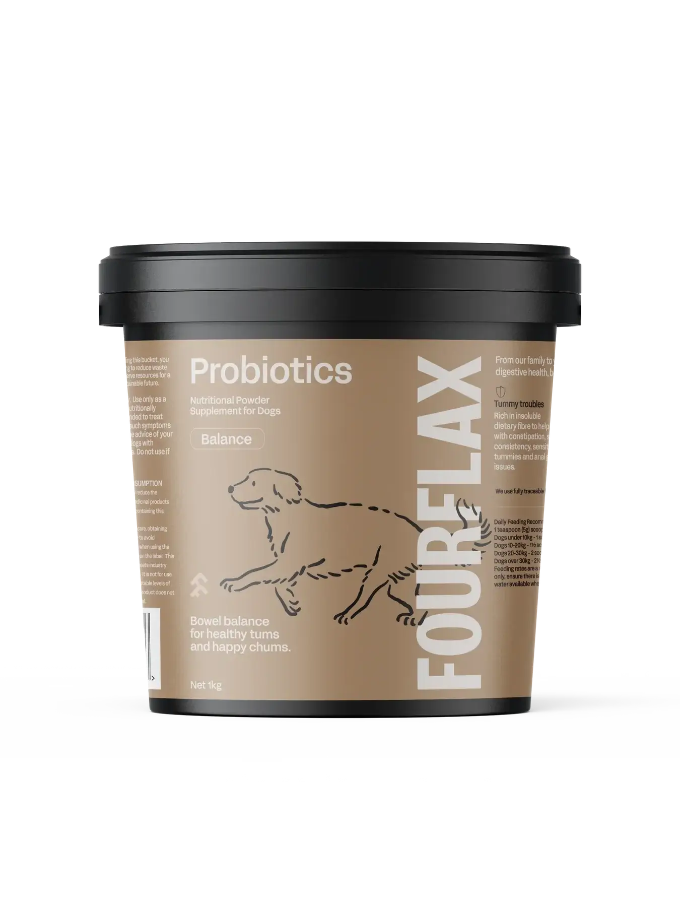 Foureflex probiotics container for dogs on a white background