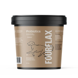 Fourflax probiotics container for dogs on a white background