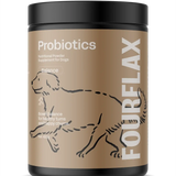 Fourflex probiotics container for dogs on a white background