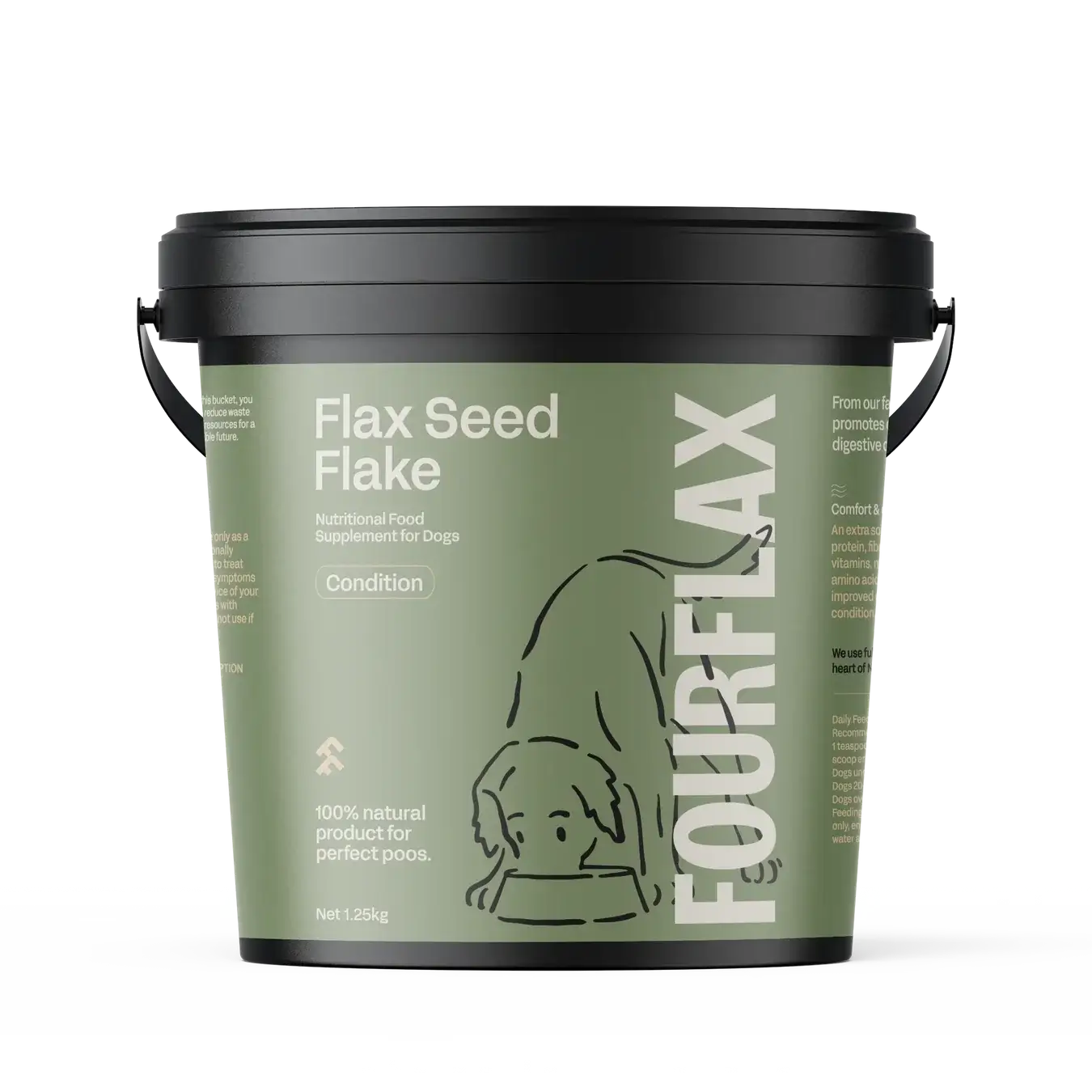 FourFlax Flax Seed Flake product packaging on a white background