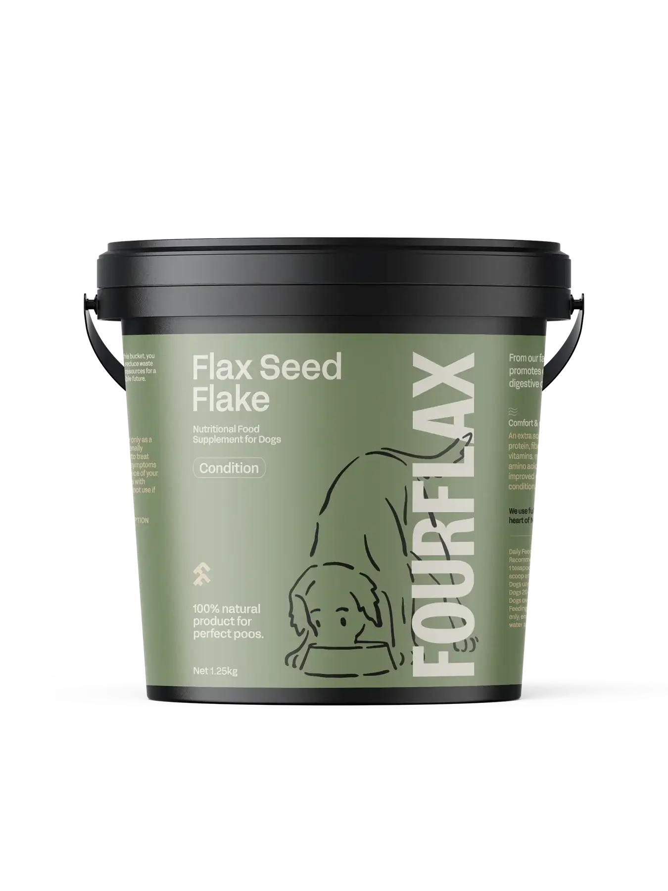 FourFlax Flax Seed Flake product packaging on a white background