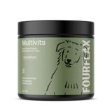 Fourflax Multivits jar for dogs on a white background