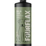 FourFlax Skin & Coat supplement bottle for dogs on a white background