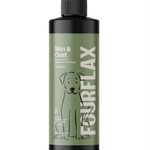 FourFlax Skin & Coat supplement bottle for dogs on a white background