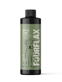 FourFlax Skin & Coat supplement bottle for dogs on a white background