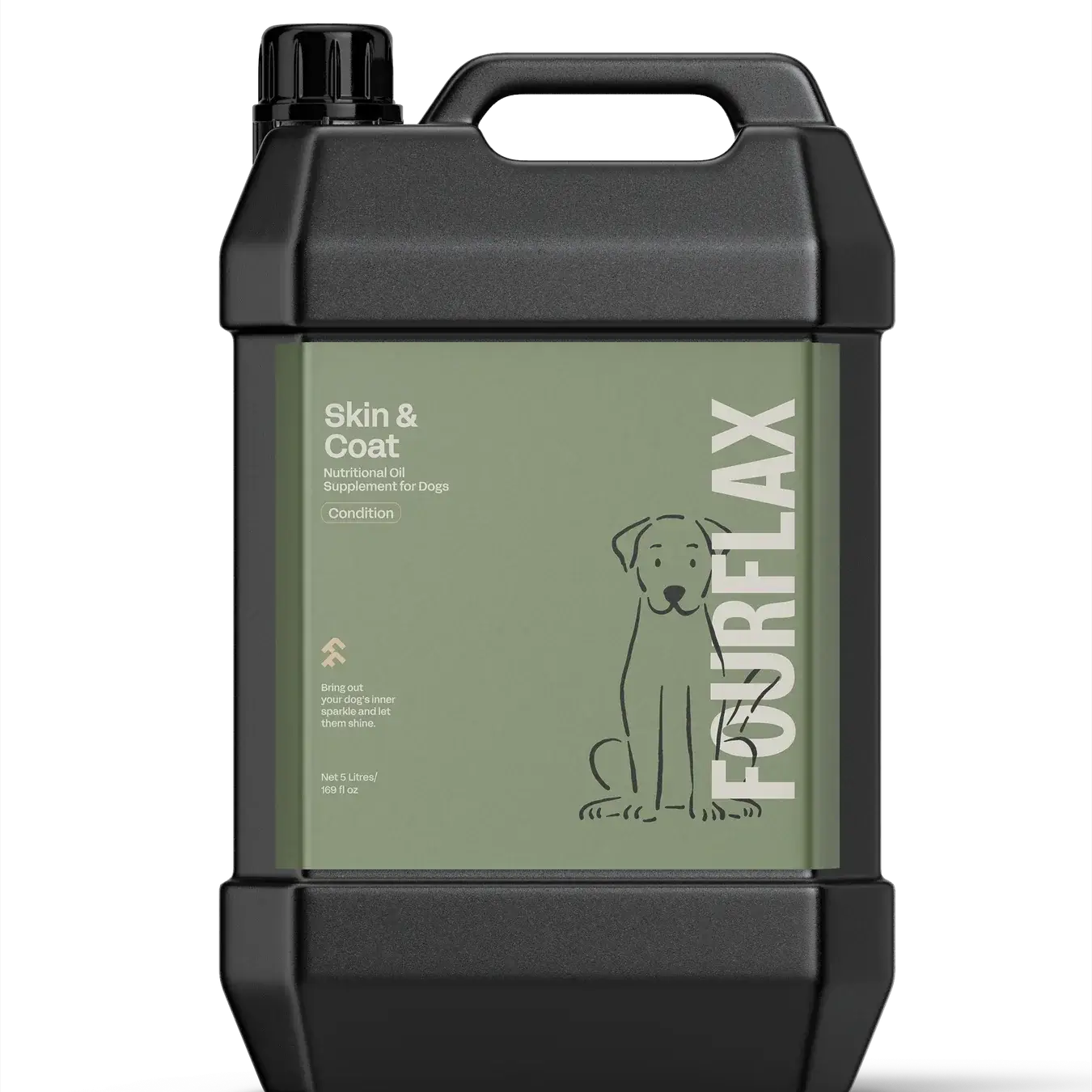 FourFlax Skin & Coat supplement container on a white background