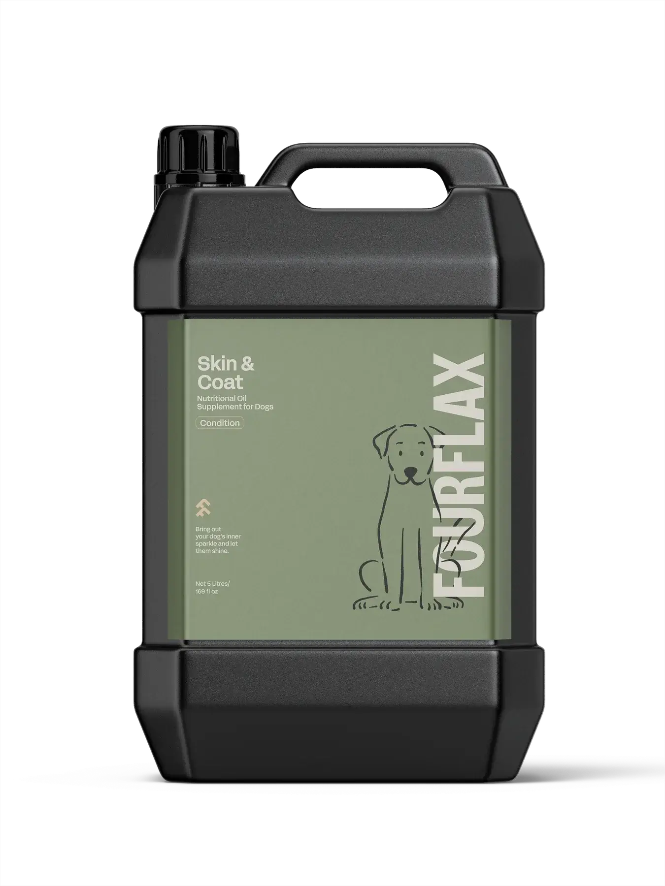 FourFlax Skin & Coat supplement container on a white background