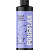 Bottle of FourFlax supplement for dogs on a white background
