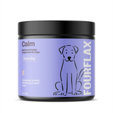 FourFlax Calm powder supplement for dogs on a white background